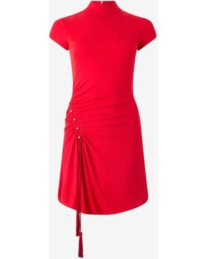 Roberto Cavalli Mini Dress With Ruched Detail - Red