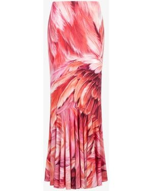 Roberto Cavalli Plumange Print Skirt - Red