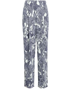 Roberto Cavalli Iris Print Straight Leg Trousers - Blue