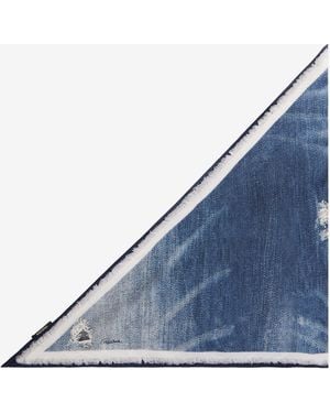 Roberto Cavalli Silk Scarf With Denim Patchwork Print - Blue