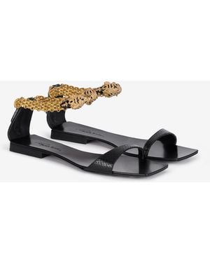Roberto Cavalli Low Sandals With Jewel Tigers And Snake Print - Multicolor