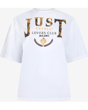 Roberto Cavalli Lovers Club Print T-Shirt - White