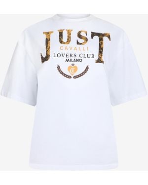Roberto Cavalli Lovers Club Print T-Shirt - White