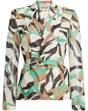 Roberto Cavalli Tiger Twiga Print Blazer - Green