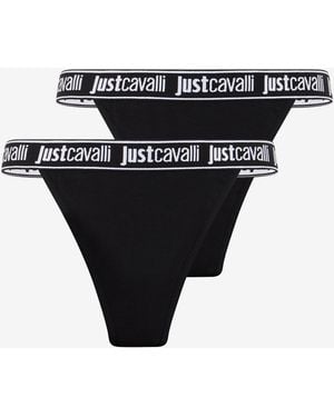 Roberto Cavalli Schwarze Slips Im Zweierpack Mit Logo-Bund
