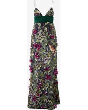 Roberto Cavalli Long Dress With Decorations - White