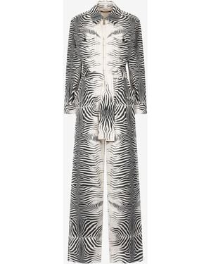 Roberto Cavalli Zebra-Print Jumpsuit - White