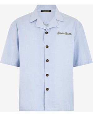 Roberto Cavalli Striped Shirt With Embroidered Logo - Blue