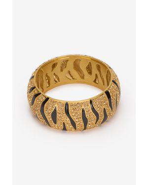 Roberto Cavalli Bangle With Crystals And Tiger Skin Pattern - Metallic