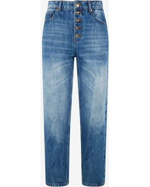 Roberto Cavalli Cropped Jeans With Logo On The Back - Blue