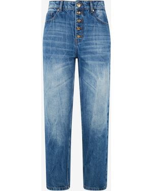 Roberto Cavalli Cropped Jeans With Logo On The Back - Blue