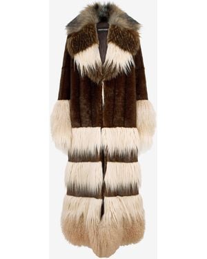 Roberto Cavalli Abrigo Largo Marrón Efecto Pelo - Multicolor