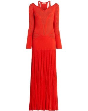 Roberto Cavalli Geometric Lace Knitted Dress - Red