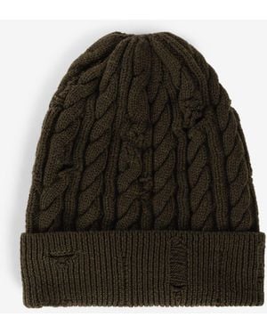 Roberto Cavalli Cable-Knit Wool Beanie - Black