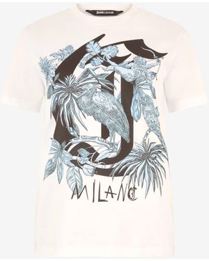 Roberto Cavalli T-Shirt With Print And Jc Monogram - Multicolor
