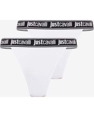 Roberto Cavalli Two-Pack Cotton Knickers With Logo Waistband - Multicolour