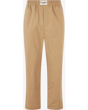 Roberto Cavalli Cotton Trousers With Front Logo - Natural