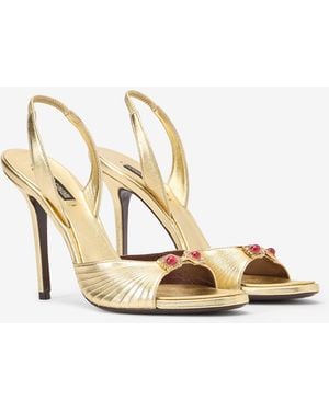 Roberto Cavalli Sandals With Jewel Buckle - Metallic