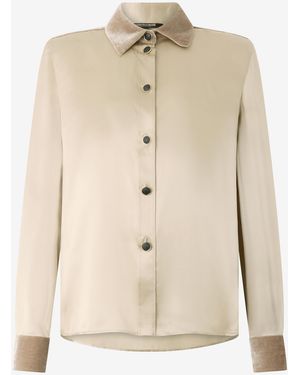 Roberto Cavalli Silk Shirt With Velvet Inserts - Natural
