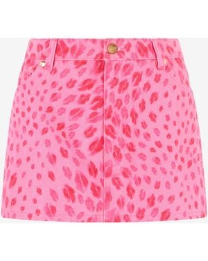 Roberto Cavalli The Jaguar Kiss Print Mini Skirt - Pink