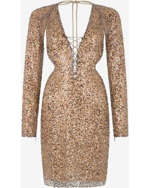 Roberto Cavalli Vestido Midi Con Lentejuelas - Neutro