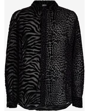 Roberto Cavalli Camisa Estampado Piel De Tigre Y Piel De Jaguar - Negro