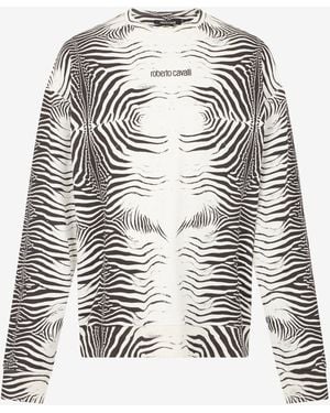 Roberto Cavalli Zebra Print Sweatshirt - White