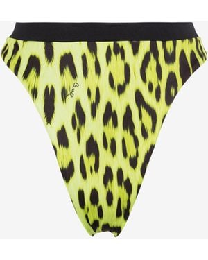 Roberto Cavalli Slip Bikini Con Stampa Jaguar - Bianco
