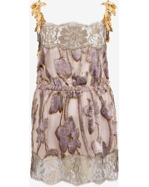 Roberto Cavalli Nude Mini Dress With Floral Pattern - Multicolour