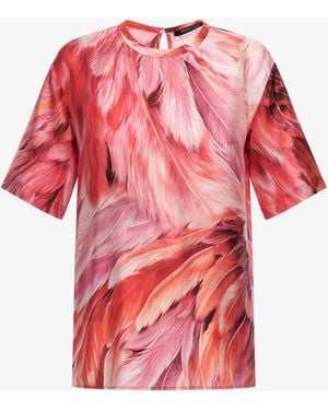 Roberto Cavalli Plumage Print T-Shirt - Red