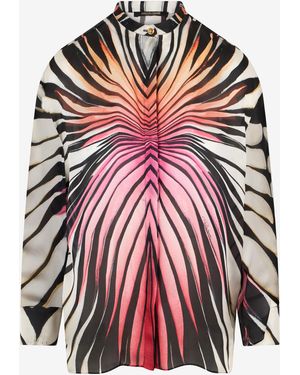 Roberto Cavalli Ray Of Paradise Print Silk Shirt - Red