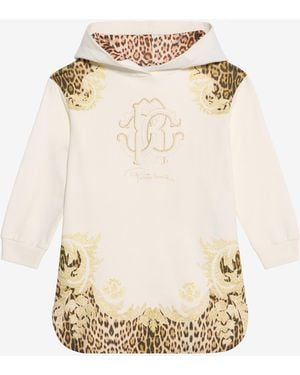 Roberto Cavalli Leopard And Baroque Print Sweatshirt Dress - Natural