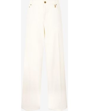 Roberto Cavalli Python-Print Palazzo Trousers - White
