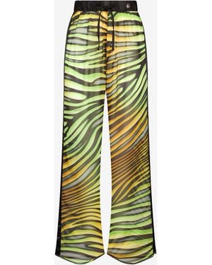 Roberto Cavalli Tiger Fluo Printed Trousers - Green
