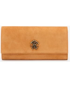 Roberto Cavalli Suede Wallet - White