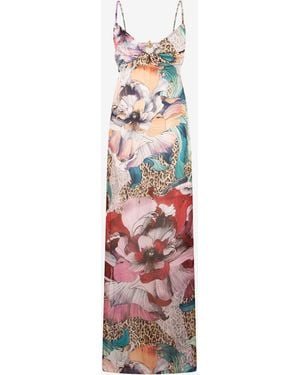 Roberto Cavalli Flower Print Dress - White