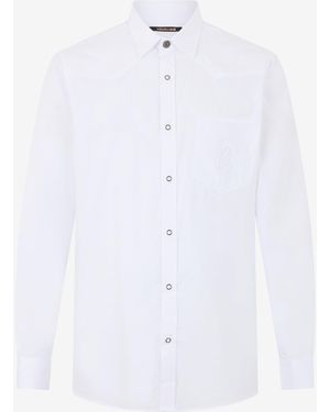 Roberto Cavalli Cotton Shirt With Monogram Rc - White
