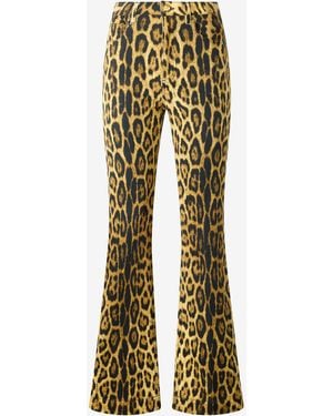 Roberto Cavalli Denim Jeans With Jaguar Skin Print - Multicolor