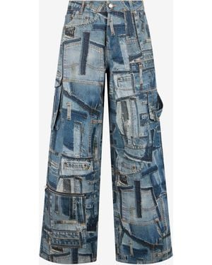 Roberto Cavalli Patchwork Capsule Collection Cargo Jeans - Blue