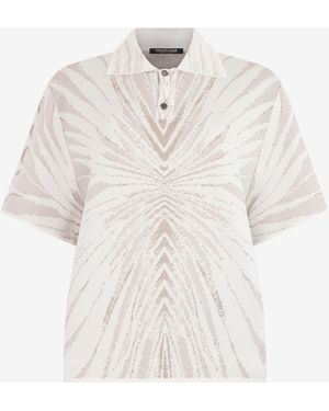 Roberto Cavalli Knitted Polo With Ray Motif - White