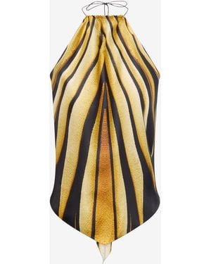 Roberto Cavalli Ray Of Print Silk Halter Top - Metallic