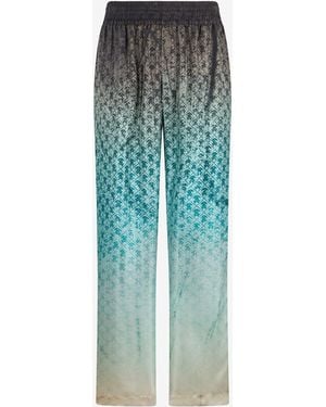 Roberto Cavalli Monogram Print Silk Trousers - Green