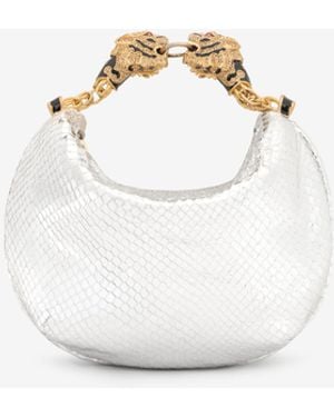 Roberto Cavalli Mini Bolso Hobo Roar Estampado Serpiente - Blanco