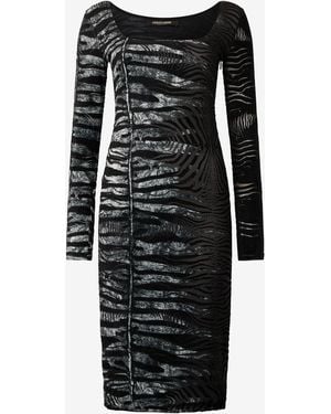 Roberto Cavalli Dress With Tiger Skin And Zebra Motif - Black