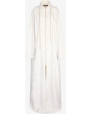 Roberto Cavalli Wall Print Hooded Coat - White