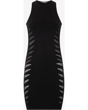 Roberto Cavalli Perforated Zebra Pattern Dress - Black