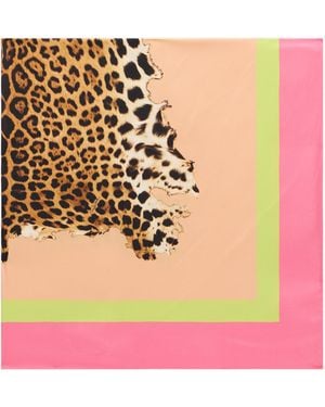 Roberto Cavalli Silk Scarf With Cavalli Pop Print - Pink