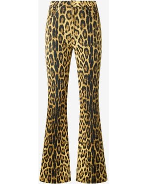 Roberto Cavalli Denim Jeans With Jaguar Skin Print - Multicolor