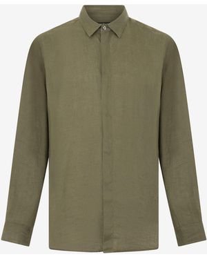 Roberto Cavalli Military Linen Shirt - Green