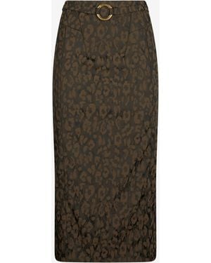 Roberto Cavalli Leopard Print Midi Skirt - Green